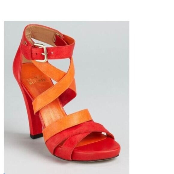 Stuart Weitzman Shoes - ~Stuart Weitzman NEW Sandals Excess Strappy Color Block In Red sz 8.5 leather